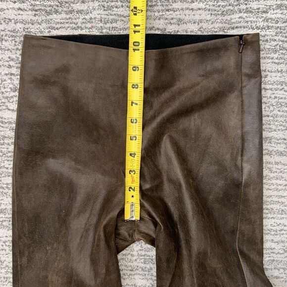 Susan Bender  Stretch Leather Zipper Pants in Chocolate Nubuck Leather Small - Picture 9 of 13